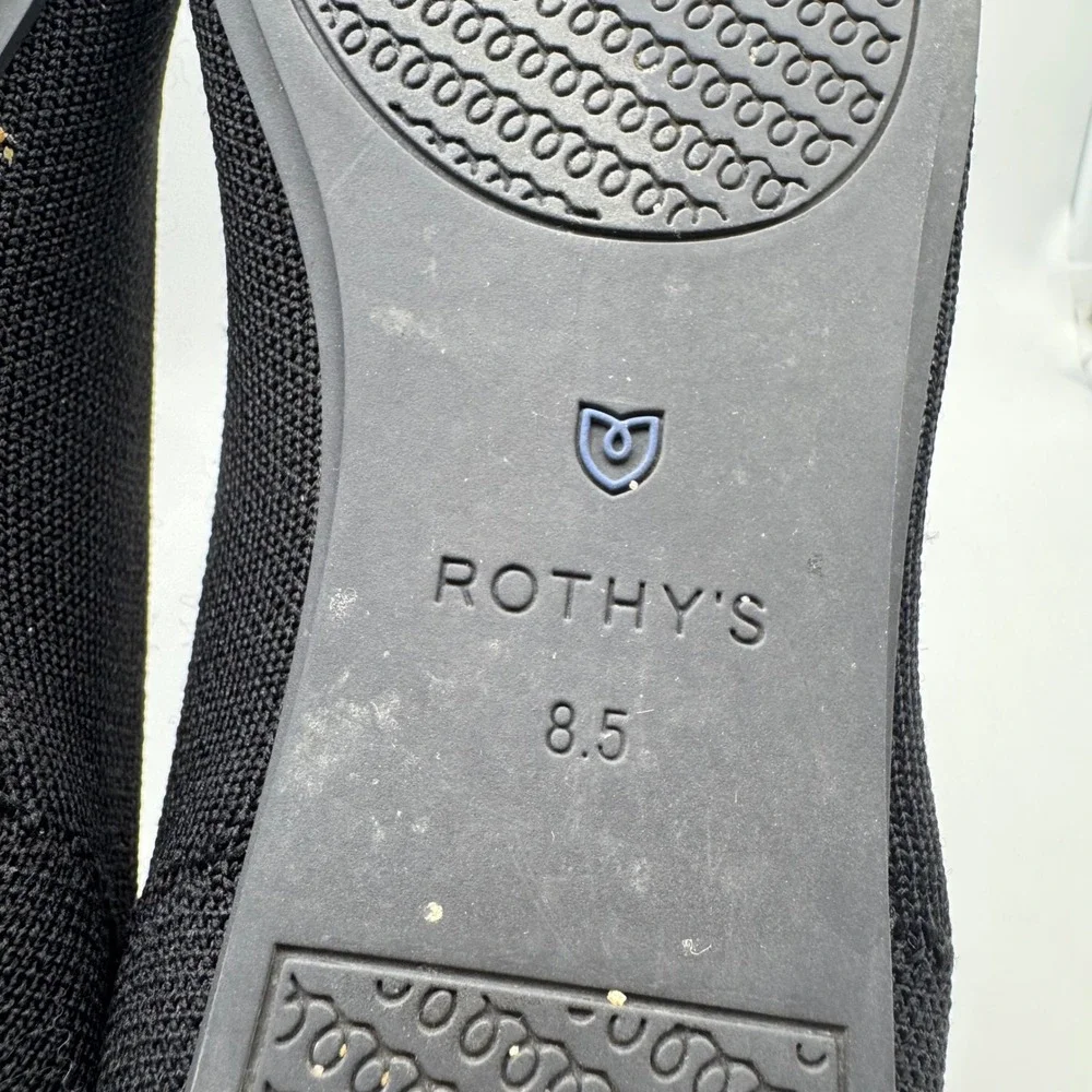 ROTHYS Black Tan Cap Toe Ballet Flats‎ Women US W8.5